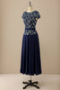 Load image into Gallery viewer, Navy Round Neck Mother of Bride Dress with Sequins