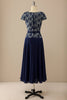 Load image into Gallery viewer, Navy Round Neck Mother of Bride Dress with Sequins