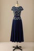 Load image into Gallery viewer, Navy Round Neck Mother of Bride Dress with Sequins