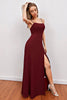 Load image into Gallery viewer, Burgundy Spaghetti Straps Long Bridesmaid Dress with Split