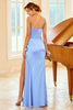 Load image into Gallery viewer, Peach Sheath Long Bridesmaid Dress with Slit