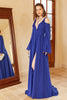 Load image into Gallery viewer, A Line Off the Shoulder Royal Blue Prom Dress with Split Front