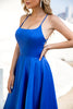 Load image into Gallery viewer, Royal Blue Backless Satin Prom Dress