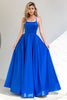 Load image into Gallery viewer, Royal Blue Backless Satin Prom Dress