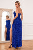 Load image into Gallery viewer, Convertible Royal Blue Sequins Strapless Glitter Prom Dress