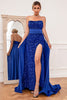 Load image into Gallery viewer, Convertible Royal Blue Sequins Strapless Glitter Prom Dress