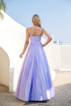 Purple Tulle A-line Prom Dress