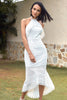 Load image into Gallery viewer, Sheath Halter Lace Classy White Graduation Dress