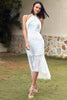 Load image into Gallery viewer, Sheath Halter Lace Classy White Graduation Dress