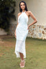 Load image into Gallery viewer, Sheath Halter Lace Classy White Graduation Dress