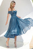 Load image into Gallery viewer, Princess A Line Off the Shoulder Grey Blue Prom Party Dress