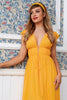 Load image into Gallery viewer, Yellow Maxi Boho Bridesmaid Dress