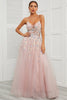 Load image into Gallery viewer, Spaghetti Straps Pink Tulle Prom Dress