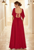 Load image into Gallery viewer, Burgundy Open Back Boho Bridesmaid Dress with Ruffles