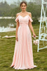 Load image into Gallery viewer, Off Shoulder Blush Bridesmaid Dress