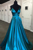 Load image into Gallery viewer, Green Satin A-line Prom Dress with Slit