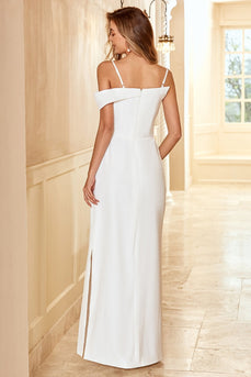 Sheath Spaghetti Straps Satin Simple Wedding Dress