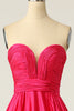 Load image into Gallery viewer, A Line Sweetheart Hot Pink Long Prom Dress with Ruched