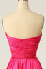 Load image into Gallery viewer, A Line Sweetheart Hot Pink Long Prom Dress with Ruched