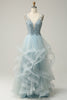 Load image into Gallery viewer, A Line Light Blue Princess Prom Dress with Beading