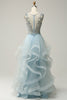 Load image into Gallery viewer, A Line Light Blue Princess Prom Dress with Beading