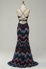 Load image into Gallery viewer, Sequin Navy Mermaid Sparkly Prom Dress with Criss Cross Back