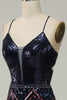 Load image into Gallery viewer, Sequin Navy Mermaid Sparkly Prom Dress with Criss Cross Back