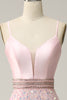 Load image into Gallery viewer, A Line Pink Spaghetti Straps Princess Prom Dress with Beading