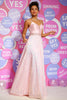 Load image into Gallery viewer, Spaghetti Straps A Line Pink Princess Prom Dress with Beading