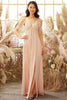 Load image into Gallery viewer, Pink Off Shoulder A line Bridesmaid Dress