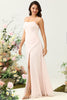 Load image into Gallery viewer, Pink Mermaid Chiffon Long Bridesmaid Dress with Slit