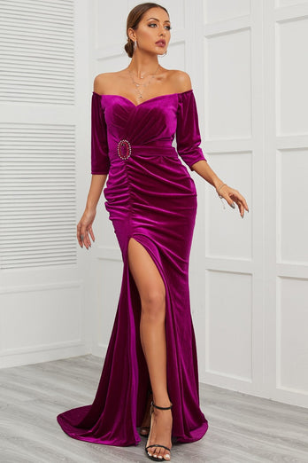 Mermaid Off the Shoulder Prom Dress with Split Front