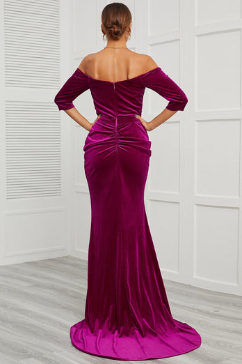 Mermaid Off the Shoulder Prom Dress with Split Front