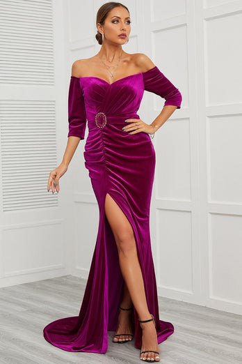 Mermaid Off the Shoulder Prom Dress with Split Front