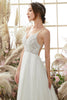 Load image into Gallery viewer, V neck Blackless Wedding Dress