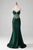 Load image into Gallery viewer, Dark Green Strapless Mermaid Long Corset Prom Dress