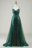 Load image into Gallery viewer, Sparkly Dark Green Beaded Long Prom Dress