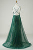 Load image into Gallery viewer, Sparkly Dark Green Beaded Long Prom Dress