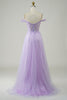 Load image into Gallery viewer, Purple Corset A-Line Long Tulle Prom Dress with Lace