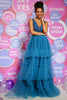 Load image into Gallery viewer, Blue A Line V-neck Princess Tiered Prom Dress