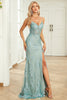 Load image into Gallery viewer, Mermaid Spaghetti Straps Green Long Prom Dress with Criss Cross Back