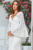 Load image into Gallery viewer, Ivory Mermaid Lace Flare Sleeves Wedding Dress